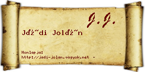 Jádi Jolán névjegykártya